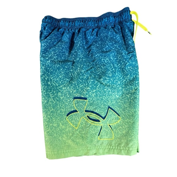 Under Armour Boys Size YLG Swim Trunks Board Shorts 2 Pair Lot Green Blue - Picture 13 of 16